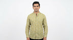 The Button Club Men's XL Green Patterned Casual Shirt
