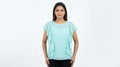 Women's Ruffled Swiss Dot Turquoise Top
