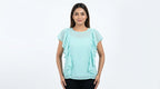 Women's Ruffled Swiss Dot Turquoise Top