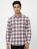 White Multi-Color Plaid Casual Button-Down Shirt
