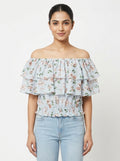 Women's Floral Ruffled Off-Shoulder Top
