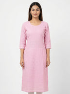Om Women's Pink Floral Embroidered Top