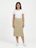 Women's Beige Ribbed Midi Skirt