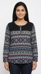 Top Casual Black Blended