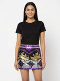 Purple, Gold, and Silver Sequin Mini Skirt