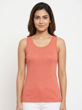 Coral Textured Sleeveless Casual Top