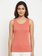 Coral Textured Sleeveless Casual Top