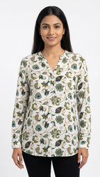 Cottonworld Top Casual White Cotton & Blended