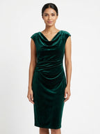 Jessica Howard Green Velvet Cowl Neck Dress
