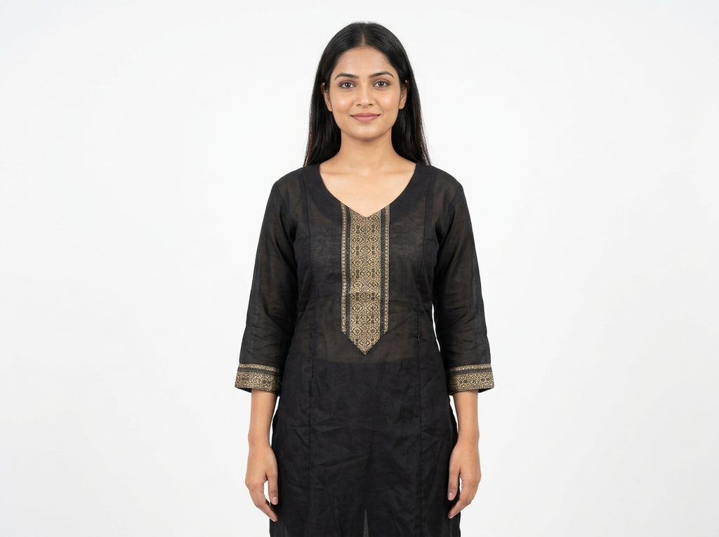Kurti Casual Black Silk