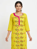 Kurti Casual Yellow Viscose