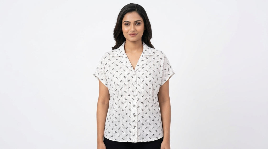 Annabelle White Blouse with Polka Dot and Floral Print