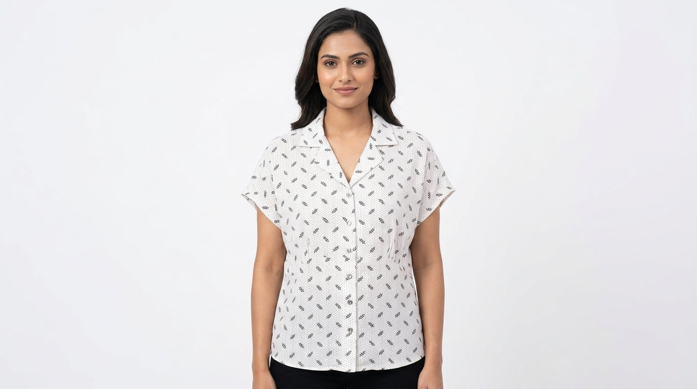 Annabelle White Blouse with Polka Dot and Floral Print