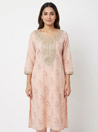 Women's Light Pink Floral Printed Top/Kurta