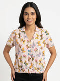 People Brand Pink Abstract Print Blouse
