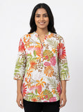 Women's Floral and Animal Print V-Neck Relaxed Fit Top