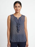 Austin Reed Top Casual Navy Polyester