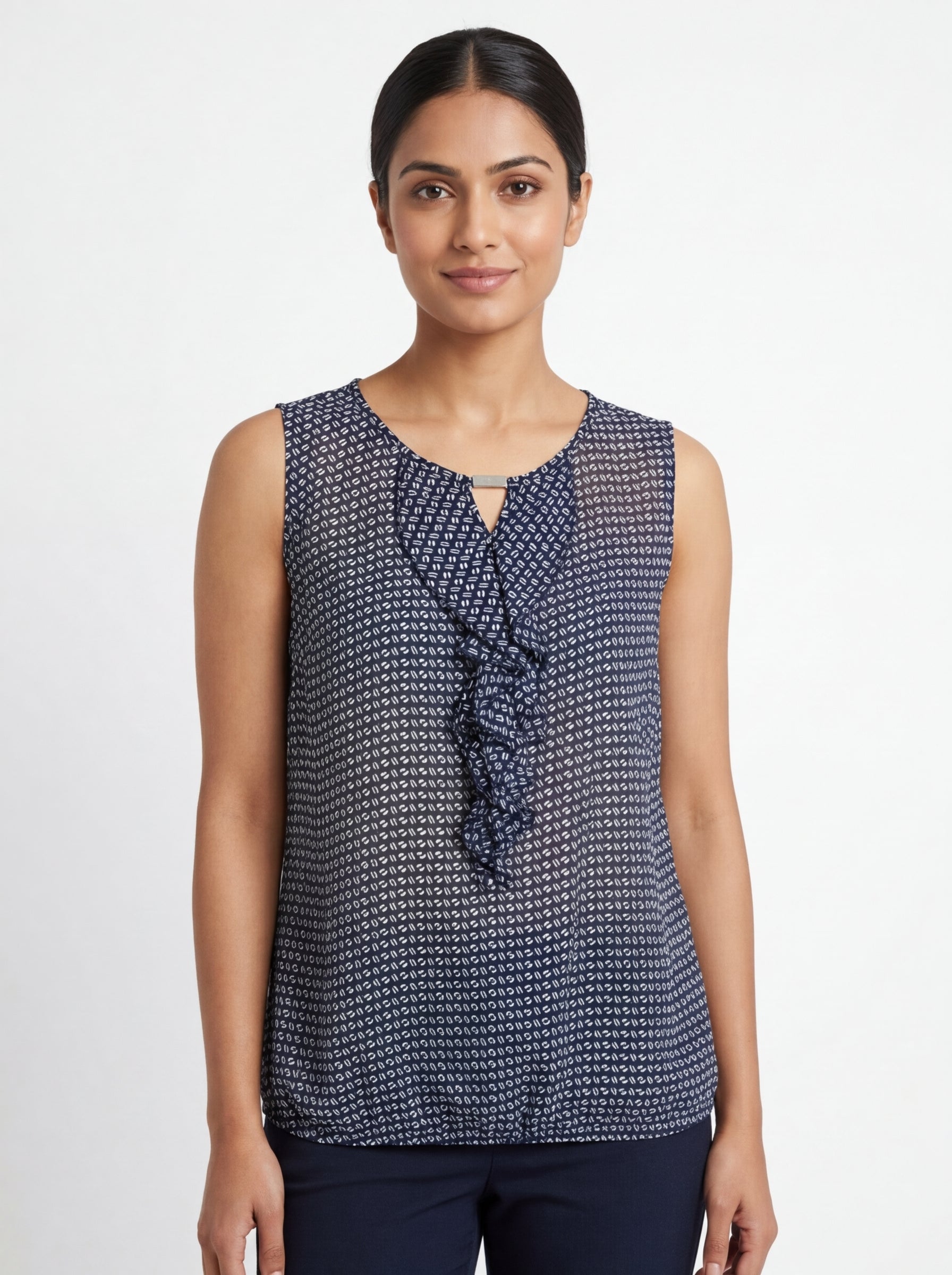 Austin Reed Top Casual Navy Polyester
