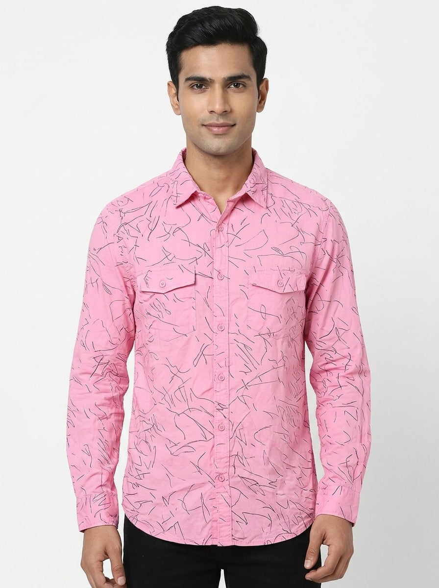 DN MX Pink Abstract Line Pattern Top