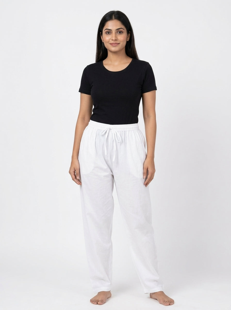 White Solid Elasticated Salwar