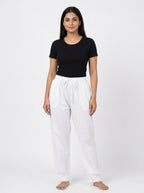 White Solid Elasticated Salwar