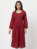 Kurti Casual Burgundy Cotton