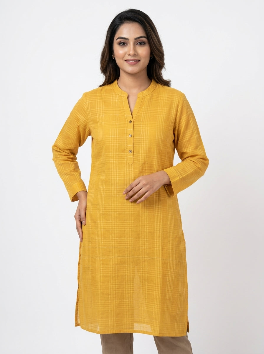 XXL Sheer Golden Yellow Textured Top
