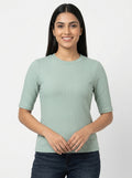 fig XS Ribbed Knit Top in Mint Green