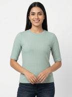 fig XS Ribbed Knit Top in Mint Green