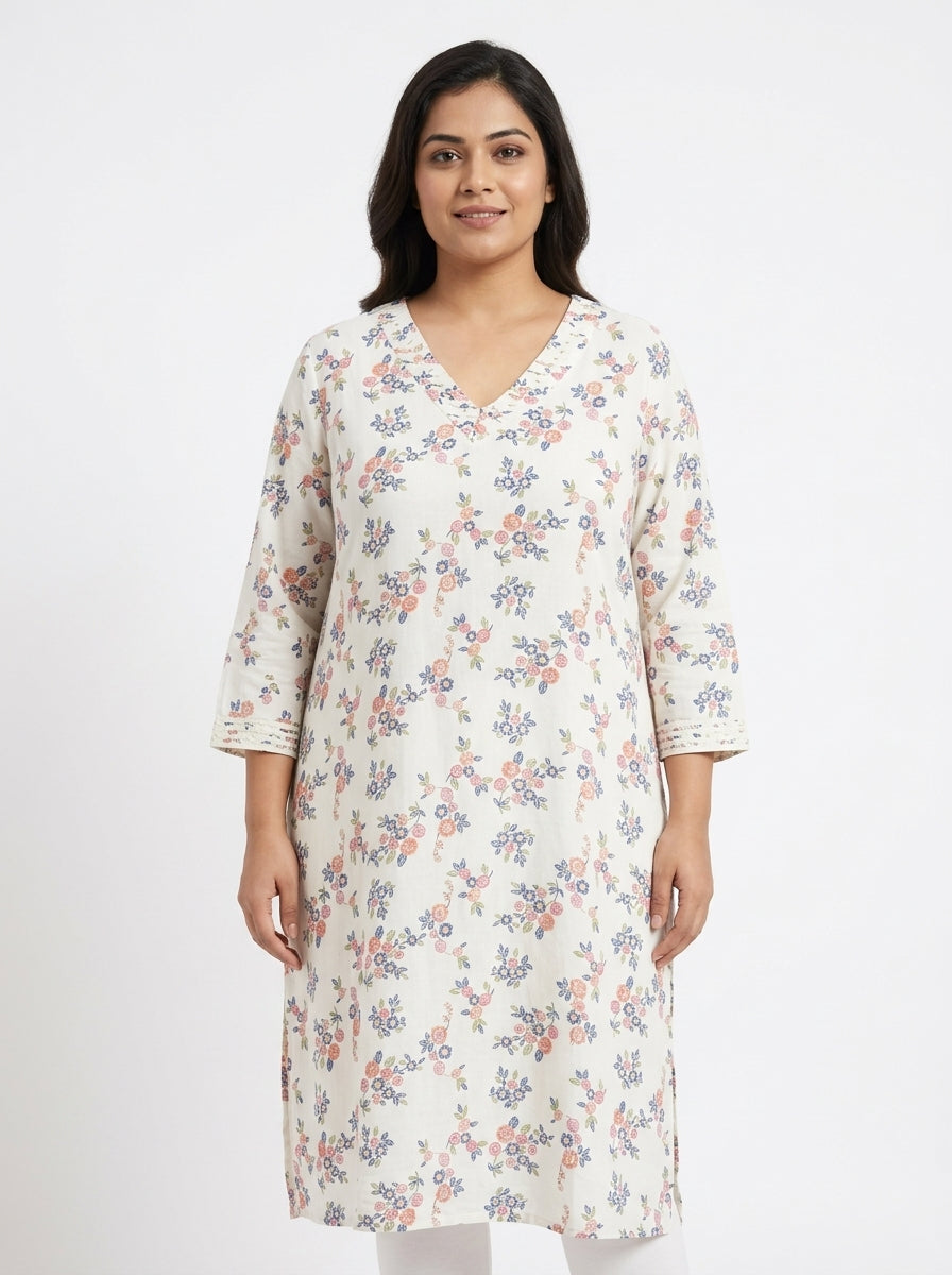 Fusion XL Floral Print Linen Blend Top/Dress