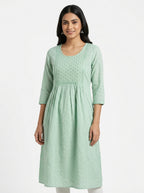 Avaasa Light Green Embroidered Top with Mirror Work