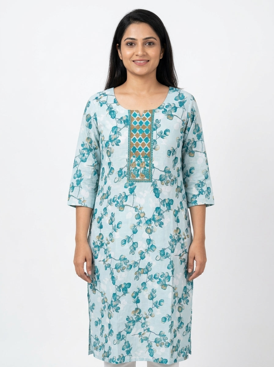 JANVI FASHIONS Light Blue Floral Top - Size L