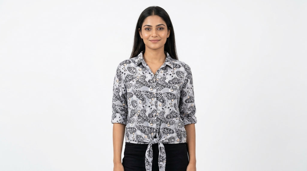 RIG Utility Clothing Black & White Abstract Print Shirt