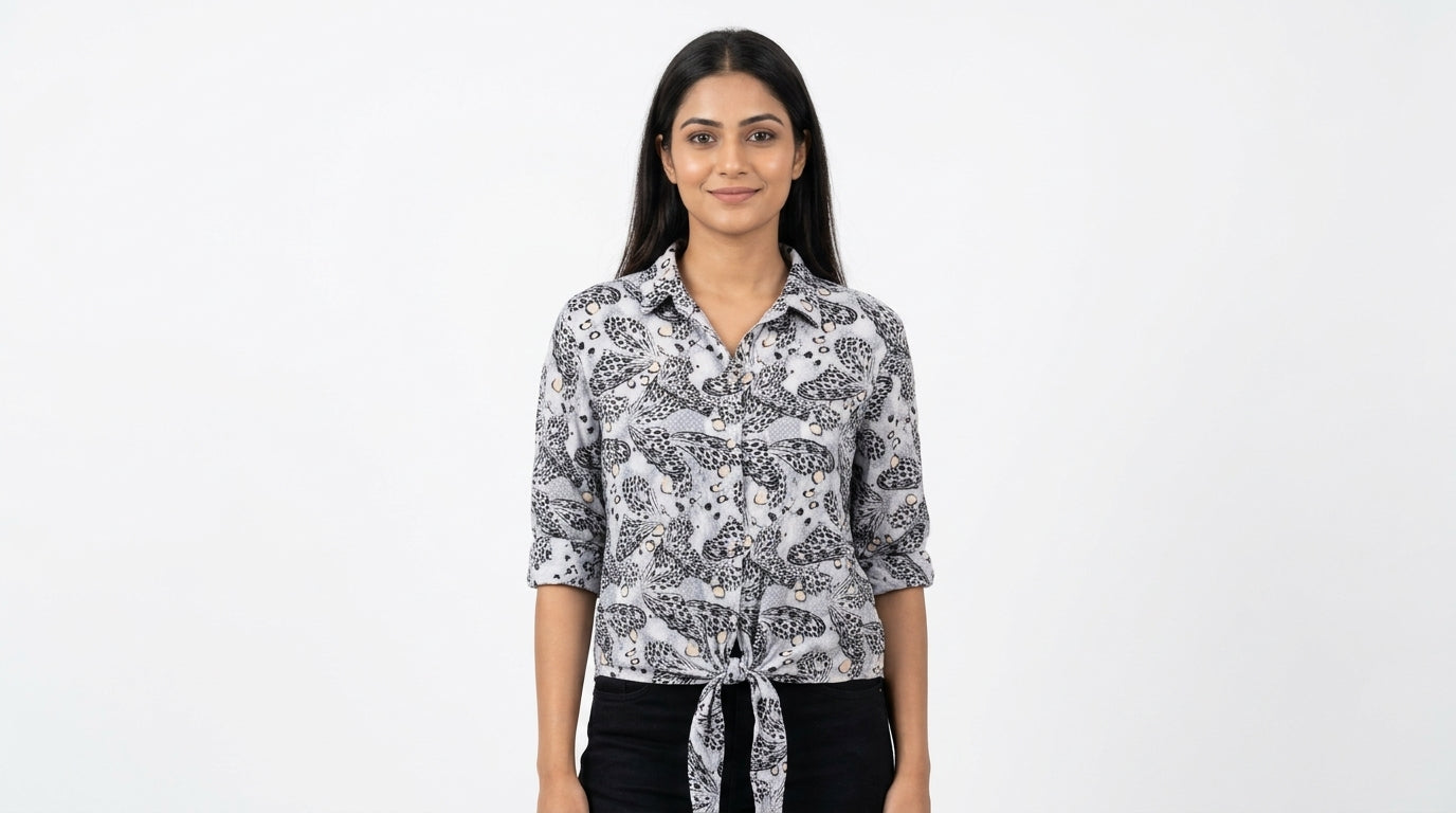RIG Utility Clothing Black & White Abstract Print Shirt