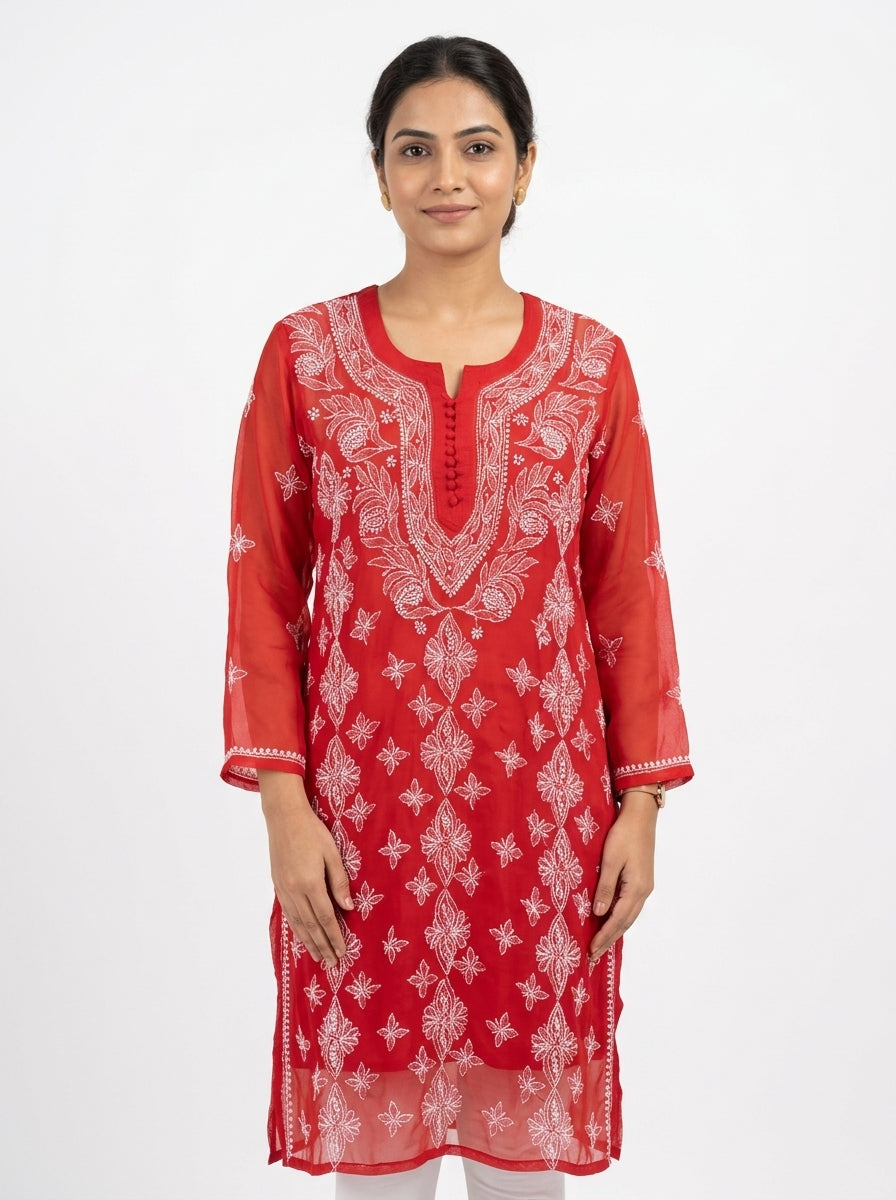 Kurti Casual Red Viscose