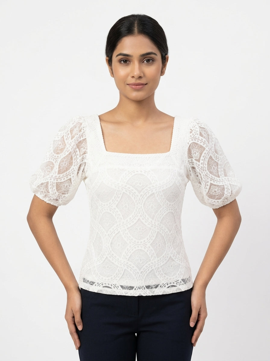 Forever New Top Casual White Polyester