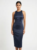 Elegant Navy Sleeveless Midi Dress