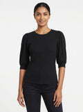 Express Black Ribbed Puff Sleeve Top