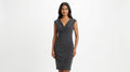 Charcoal Draped V-Neck Slim Fit Dress