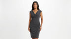 Charcoal Draped V-Neck Slim Fit Dress