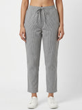 Grey Checkered Elastic Waist Trousers