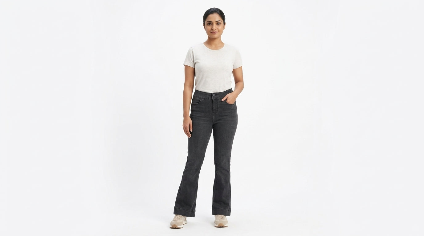Women's Charcoal Regular Fit Denim Jeans