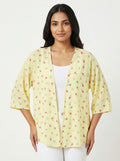 Women's Yellow Floral Print Shrug
