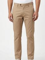Men's Tan Cotton Casual Trousers