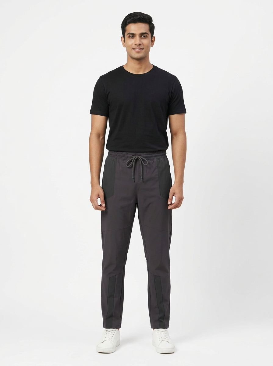 Charcoal Sporty Track Pants with Elastic Waist