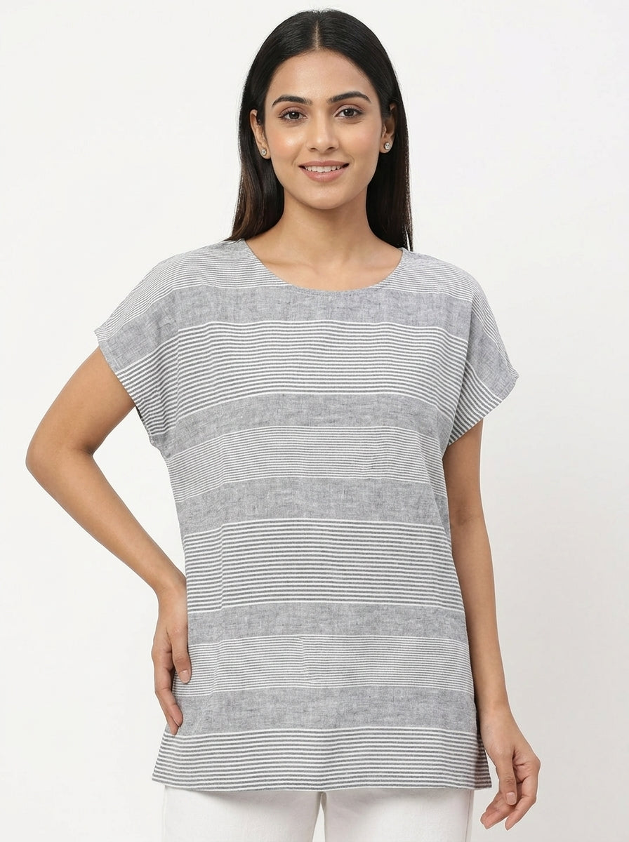 Striped Relaxed Fit Tunic Top