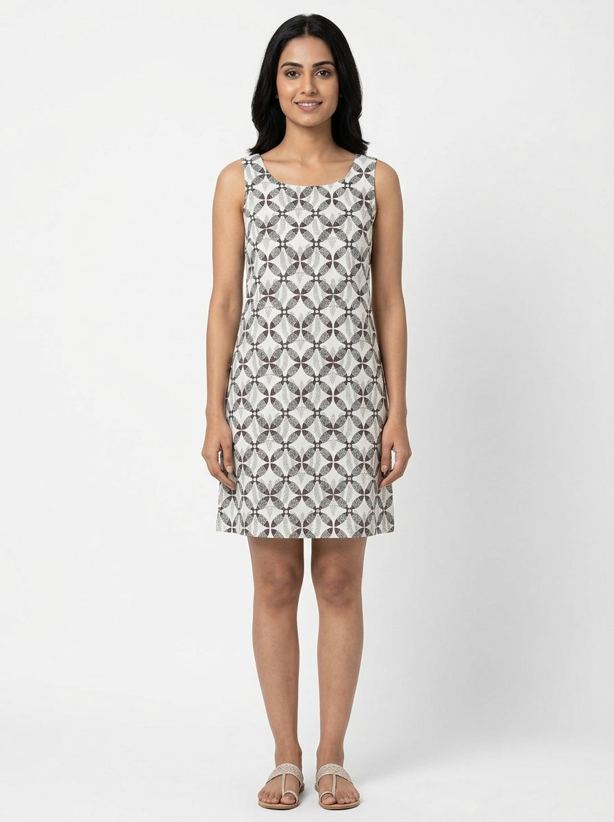 Bombay Paisley Dress Casual White Cotton