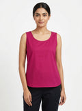 Magenta Sleeveless Round Neck Top