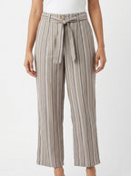 Striped Tie-Waist Relaxed Fit Trousers