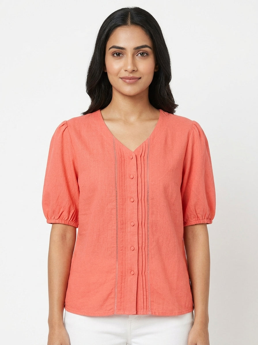 AND Top Casual Coral Blended